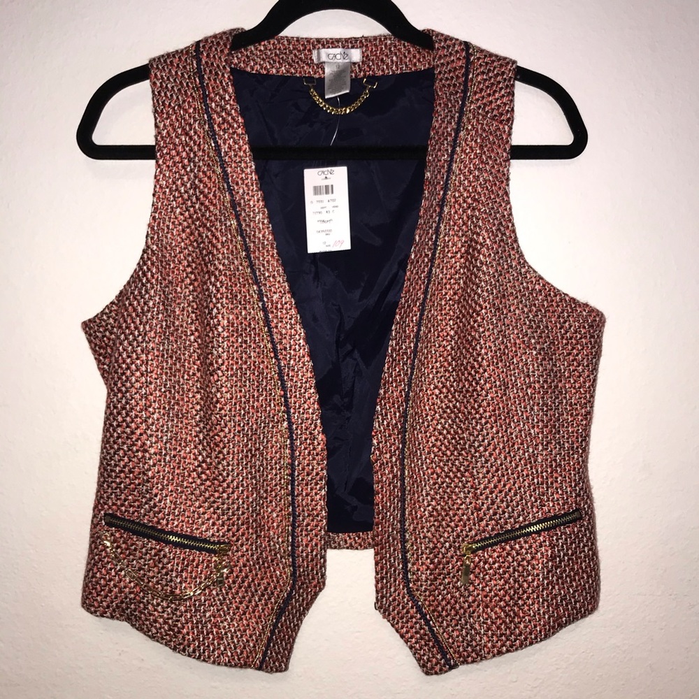 Caché tweed military inspired women’s vest (NWT)